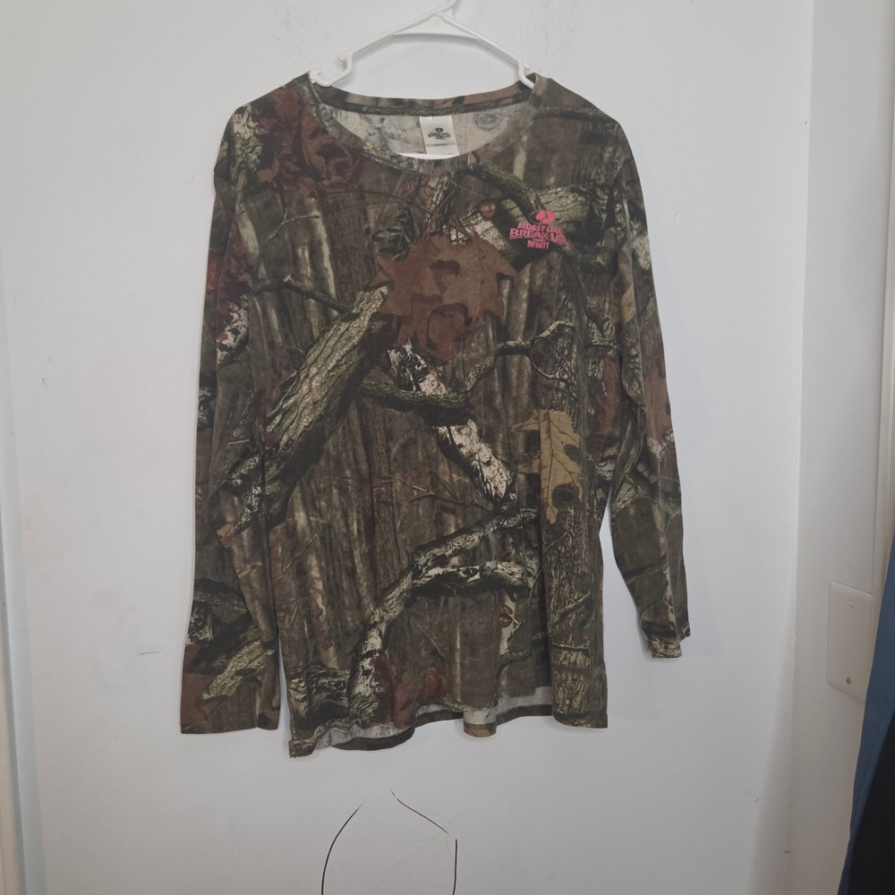 Mossy Oak Break-Up Infinity Camo Long Sleeve T-Shirt Pink XL Womens Camouflage